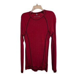 SMARTWOOL Mens Red 100% Merino Wool Pullover Long Sleeve Stretch Baselayer
